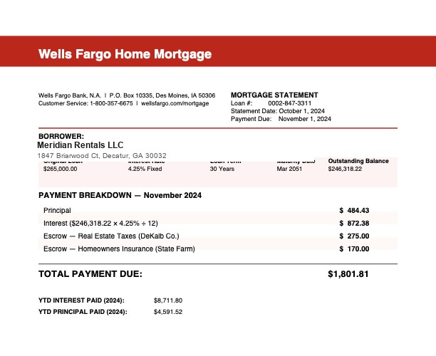 Mortgage statement